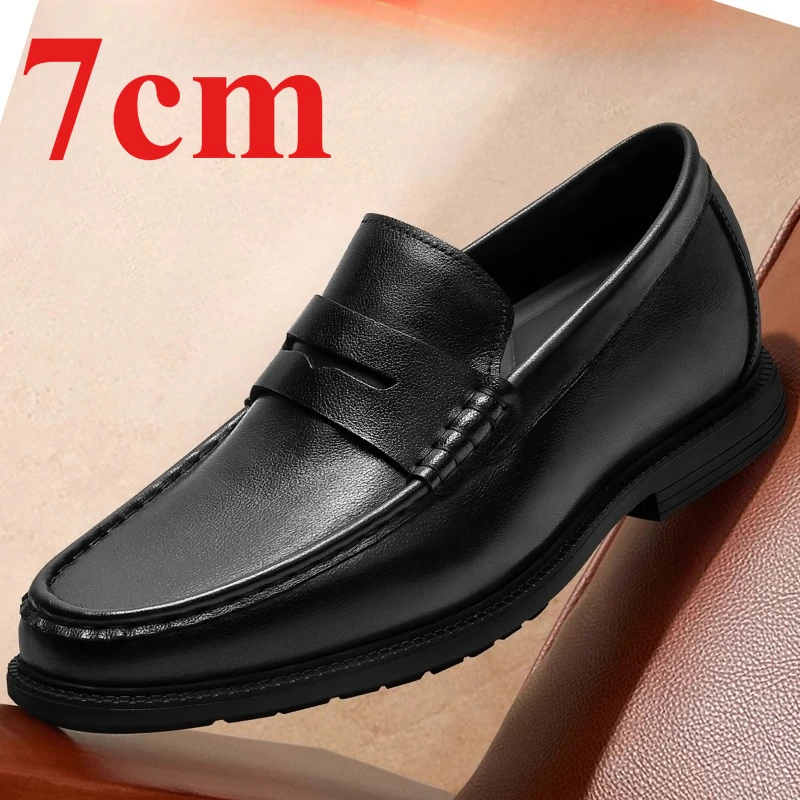

Height-increasing Shoes for Men's Elevator 7cm Business Casual Leather Shoe Soft Leather Comfortable Invisible Heightening Shoes