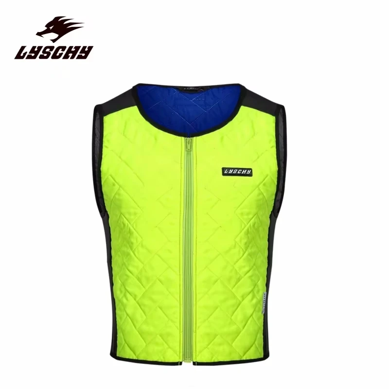 LYSCHY Summer Outdoor Riding Motorbike Cooling Water Cold Jacket Motocross Fluorescent Green Motorcycle Ice Waistcoat Vest