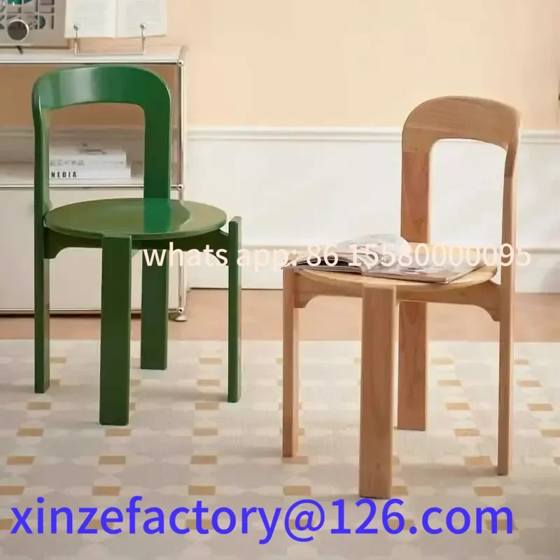 Sedia da pranzo nordica personalizzabile in legno massello, seduta domestica impilabile, ristorante colorato di lusso a LED