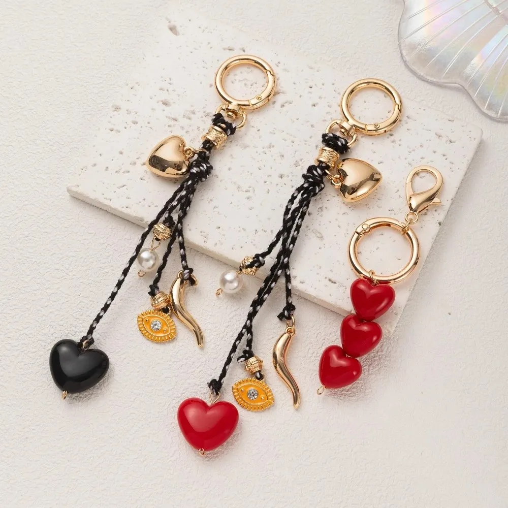 الإبداعية لطيف الحب القلب حقيبة قلادة اللؤلؤ حبل مضفر شكل الأسماك مفتاح سلسلة حجر الراين حقيبة أنيقة حلي معلقة الهدايا #1