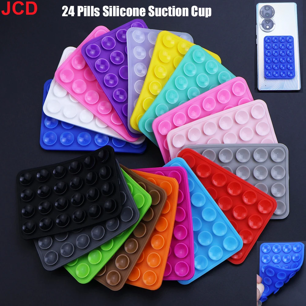 

10pcs 24Pills Silicone Suction Cup Double-Sided Mobile phone Fixture Suction Cup Back Adhesive Mobile Phone Rubber Suction Cup