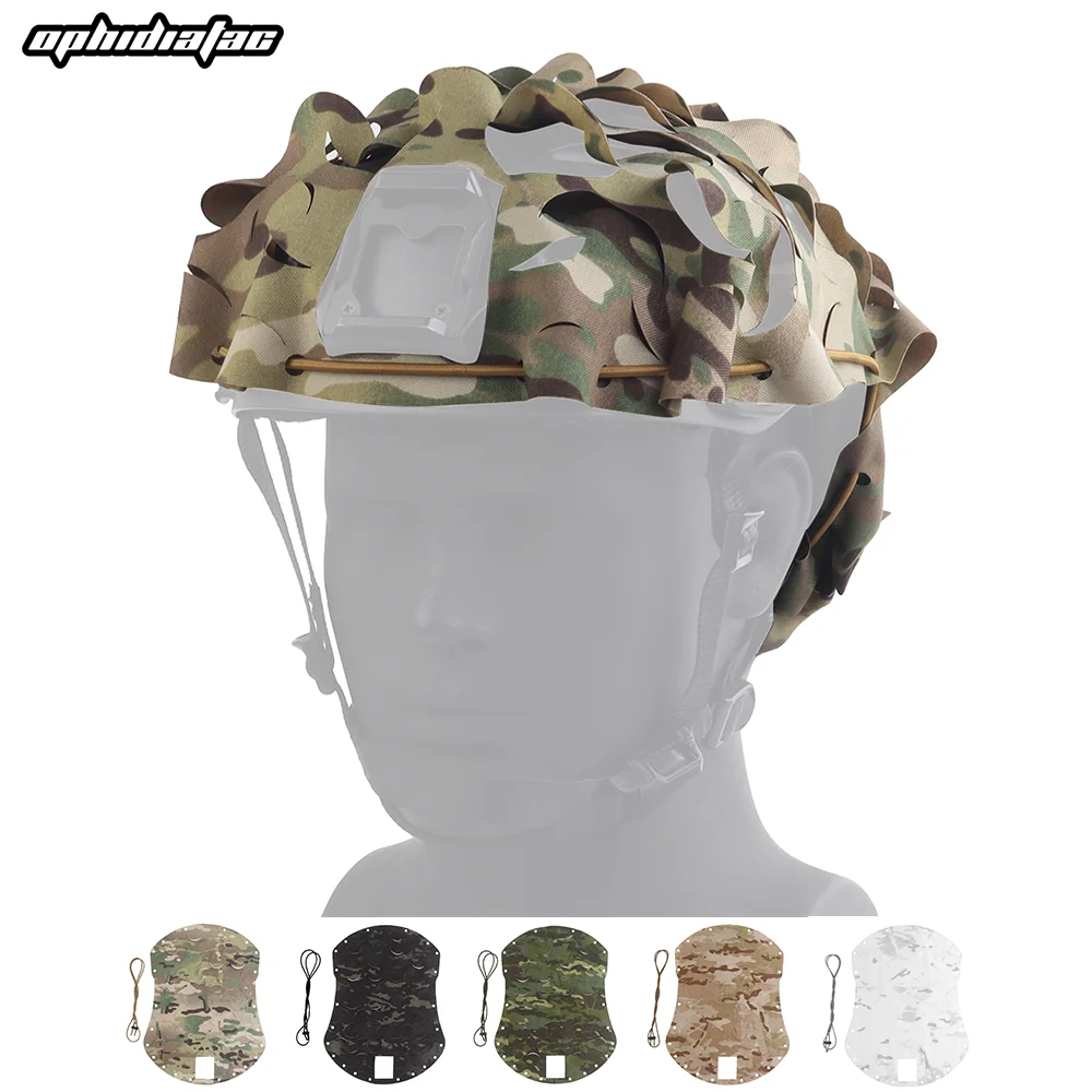 OphidianTac Lightweight Laser Cut Helmet Cover Elastic Cord Fixation Sheet Shaped Helmet Cover Hunting Camouflage Helmet Cover