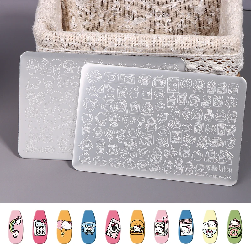 

Hello Kitty Nail Stamping Plate Full Cover Sanrio KT Cat Nail Stamp Plate For Nails Art Printing Plate
