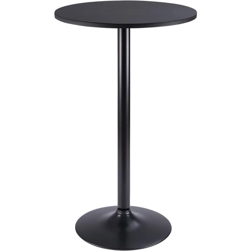 Furmax Bistro Pub Tafel Ronde Bar Hoogte Cocktail Tafel Metalen Voet Mdf Top Obsidiaan Tafel Met Zwarte Poot 23.8 Inch Top, 39.5