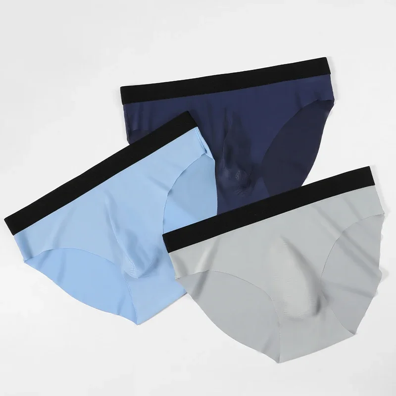 

5pcs Men's underwear, men's ice silk seamless breathable ultra-thin triangle pants, cool, soft and comfortable in summer, men's