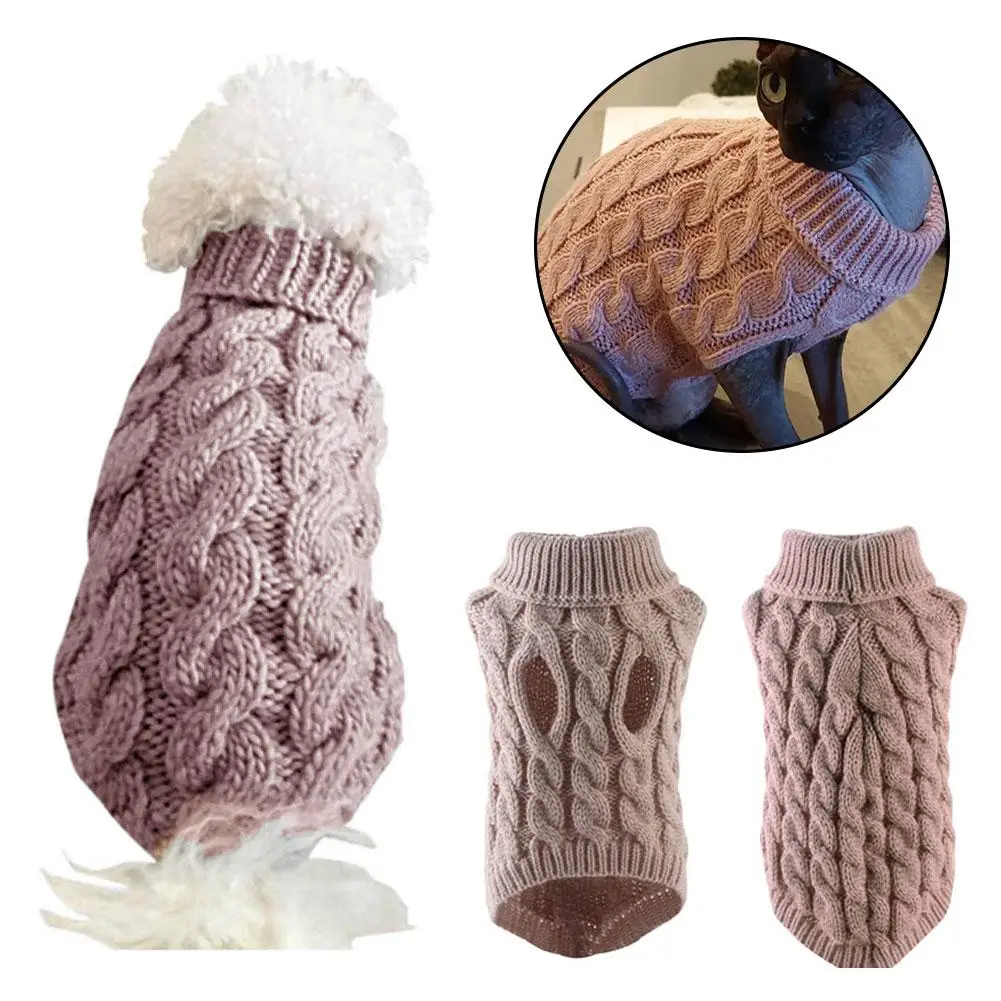 Kleiner Hundepullover mit Leinenloch, Gingham-Patchwork, warme Haustierkleidung, Katzenpullover für Herbst und Winter bei kaltem Wetter – Detail 8