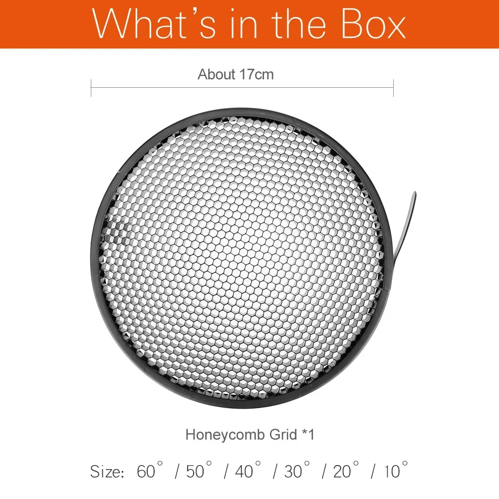 Standard Reflector Aluminum Honeycomb Grid 6.7'' 17cm 2/3/4/5/6/7mm for Bowens Standard Reflector Grid Photography Studio