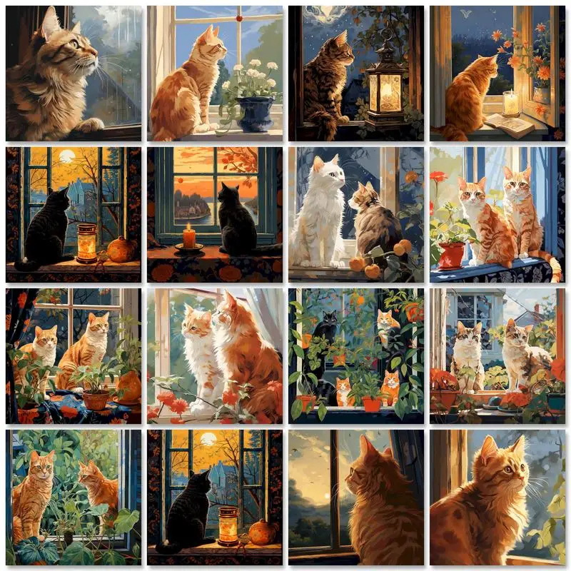 

GATYZTORY DIY Frame Painting By Numbers Animals 40x50cm Kits Painting By Number On Canvas HandPainted Art Drawing Paint Gift