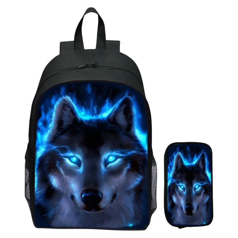 DIY customized children's backpack set Magic Wolf elementary school backpack kindergarten backpack pencil case