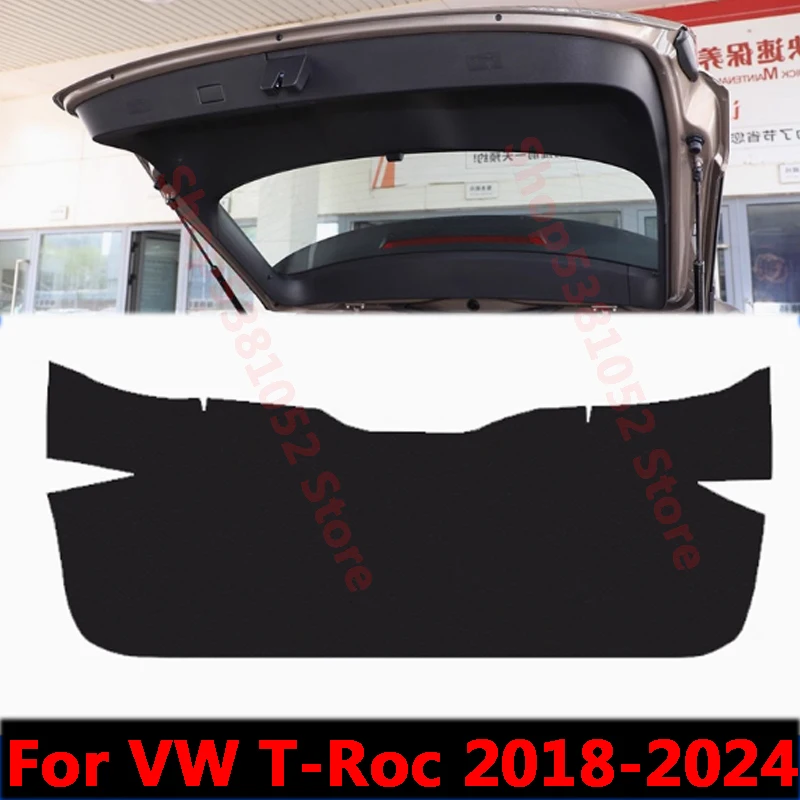 For VW TROC T-ROC 2018-2024 Car Trunk PU Leather Protective Anti-dirty Pad Car Trunk Tailgate Protection Pad Accessories