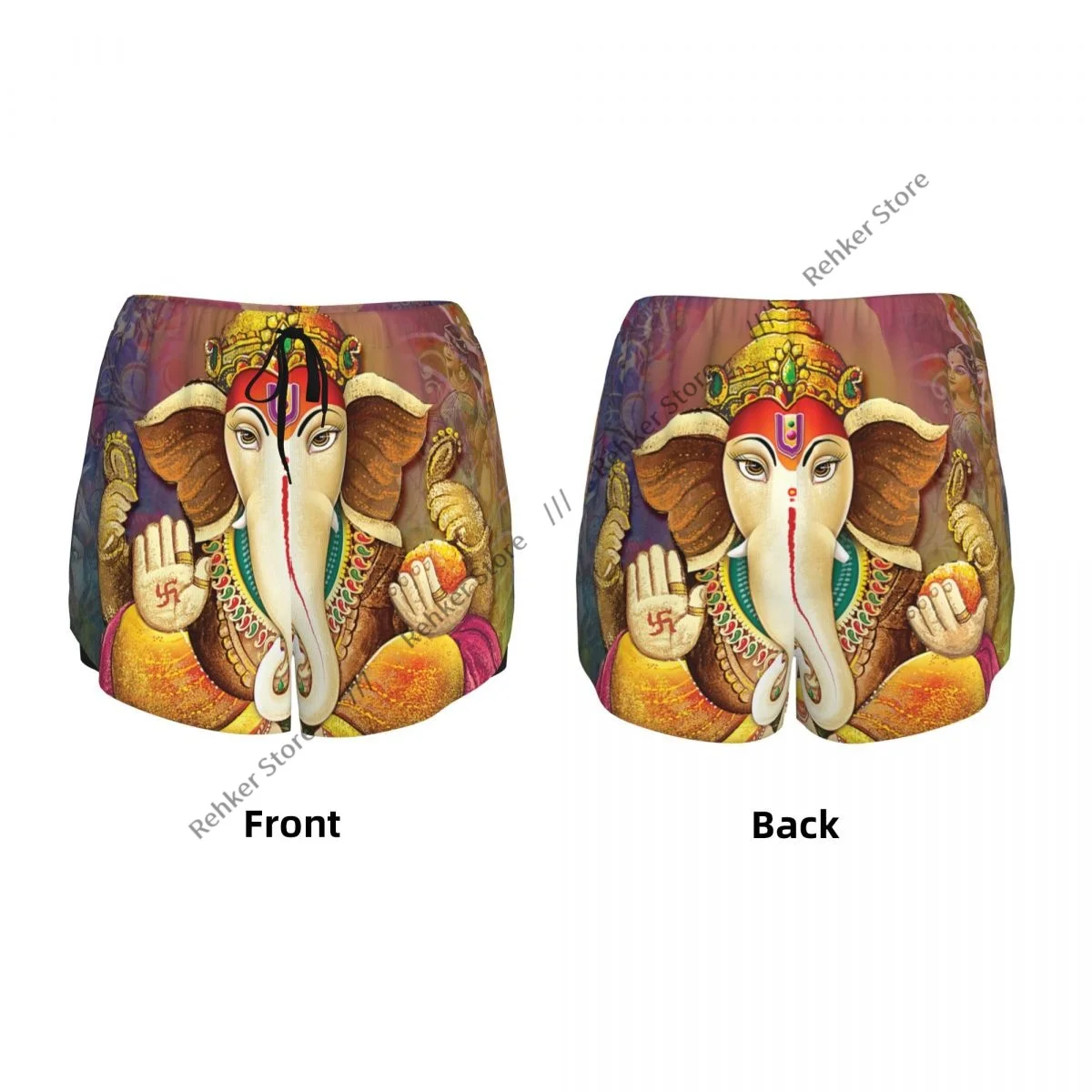 ワークアウトショーツ女性フィットネス速乾性二重層ショーツ神ガネーシャ神話アスレチックヨガショートパンツジムレギンス
