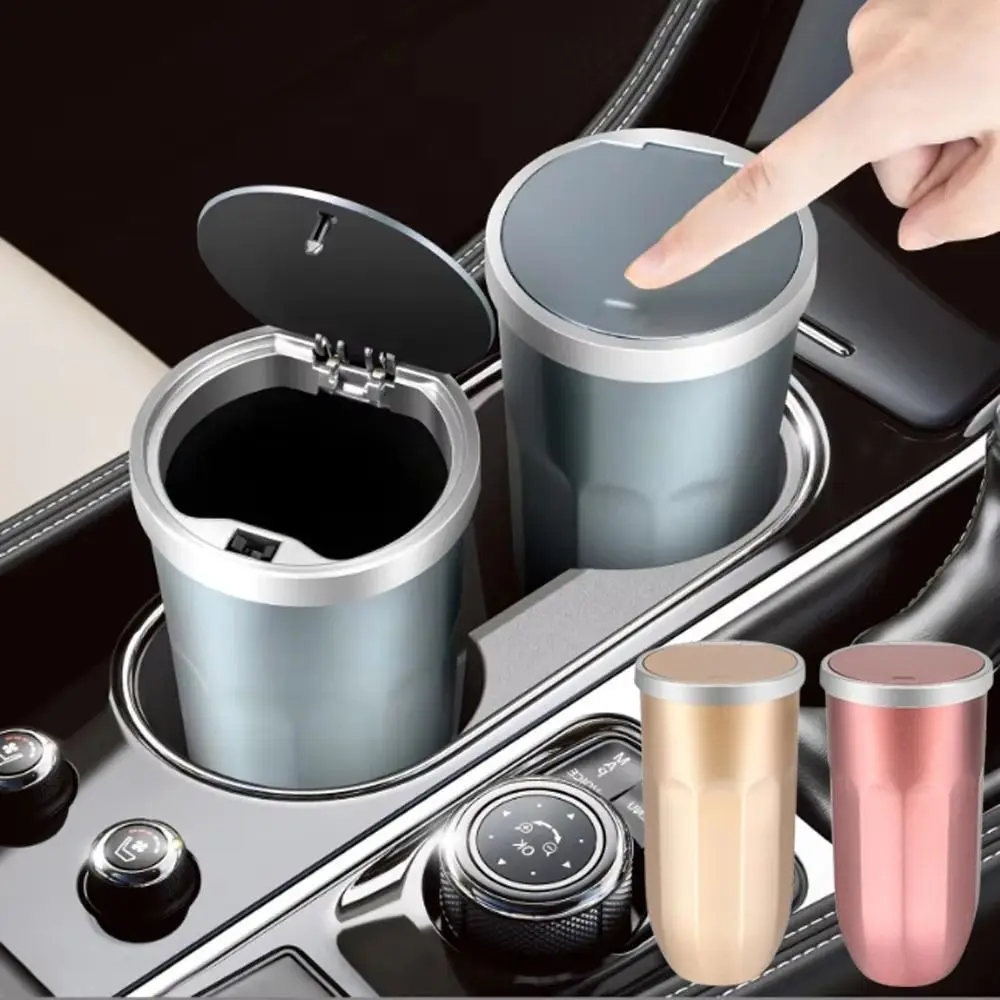 

Mini Car Trash Bin Can with Lid Universal Car Interior Rubbish Bag Pressing Type Storage Box Auto Garbage Container for Auto