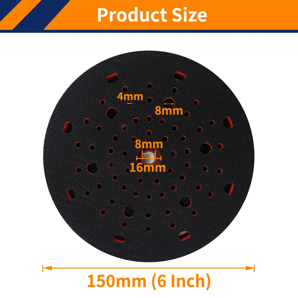For Polishing 6Inch Sanding Pad for RSM6045 150mm Replacement Pad Dust-Free Medium Hook and Loop Multi-Hole Grinding Plate