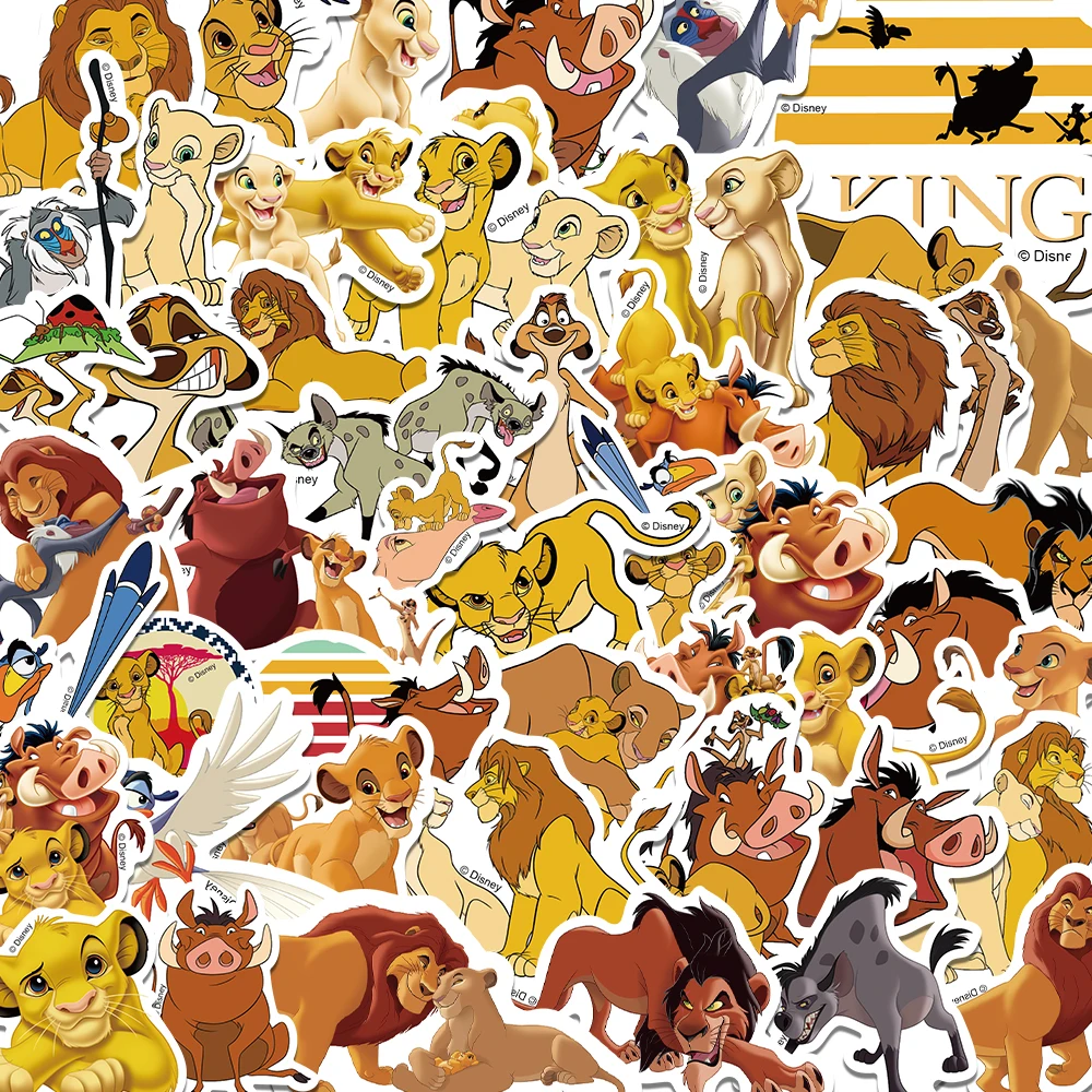 

50pcs Disney The Lion King Stickers Cartoon Graffiti Decals Toy For Kids Laptop Luggage Scrapbook Waterproof PVC Sticker