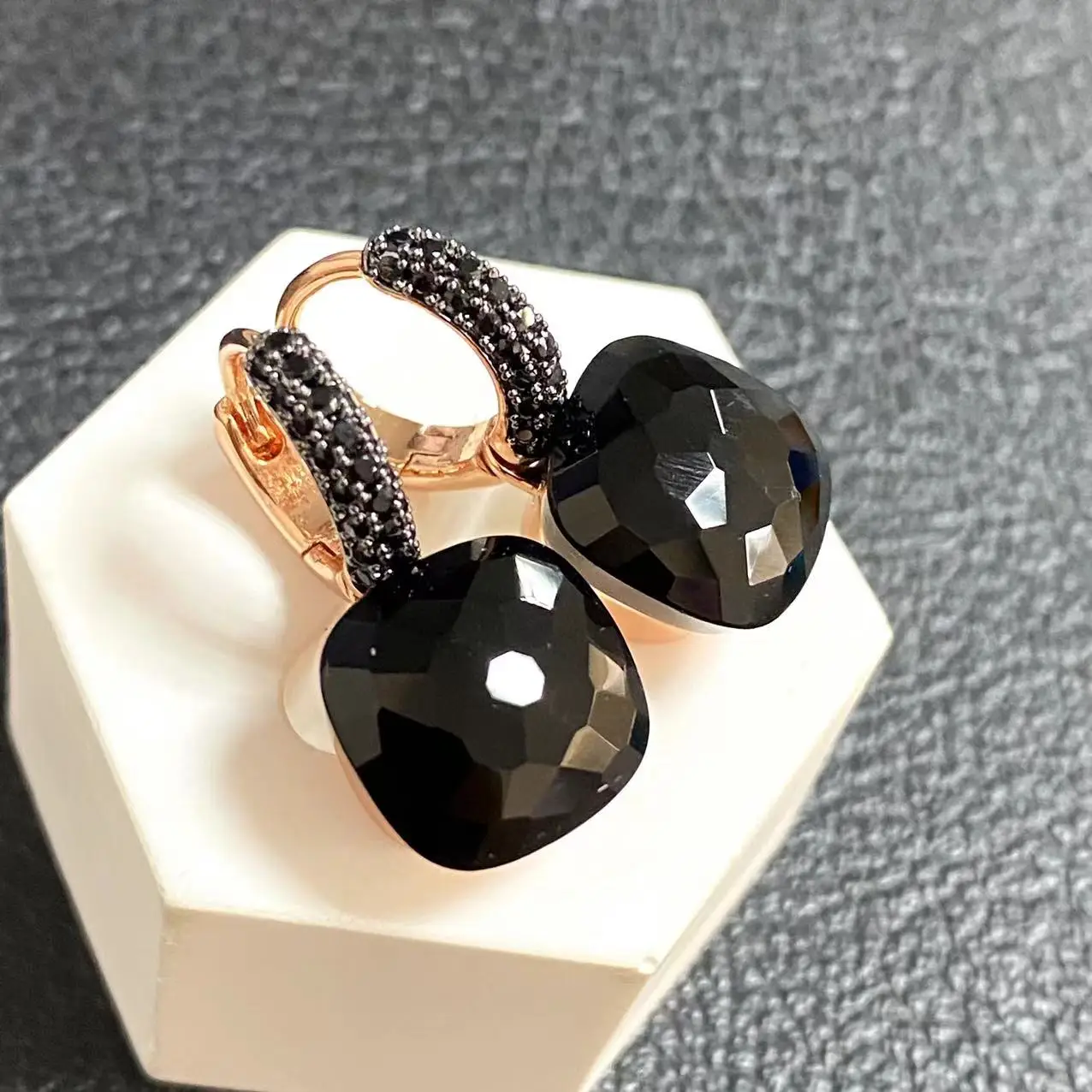 11.6mm Classic  Earrings Black Gun Plated For Women Black Zircon Drop Earrings Candy Square Crystal Earrings Party Gift