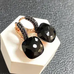 11.6mm Classic  Earrings Black Gun Plated For Women Black Zircon Drop Earrings Candy Square Crystal Earrings Party Gift