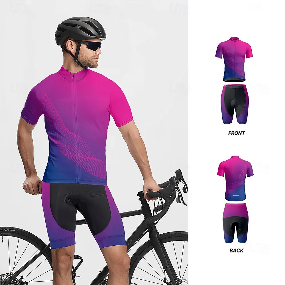 

Men Short Sleeve Cycling Jersey Set Bicycle Wear Jersey Kit Cycling Clothing Shorts Gel Pad Mtb Triathlon