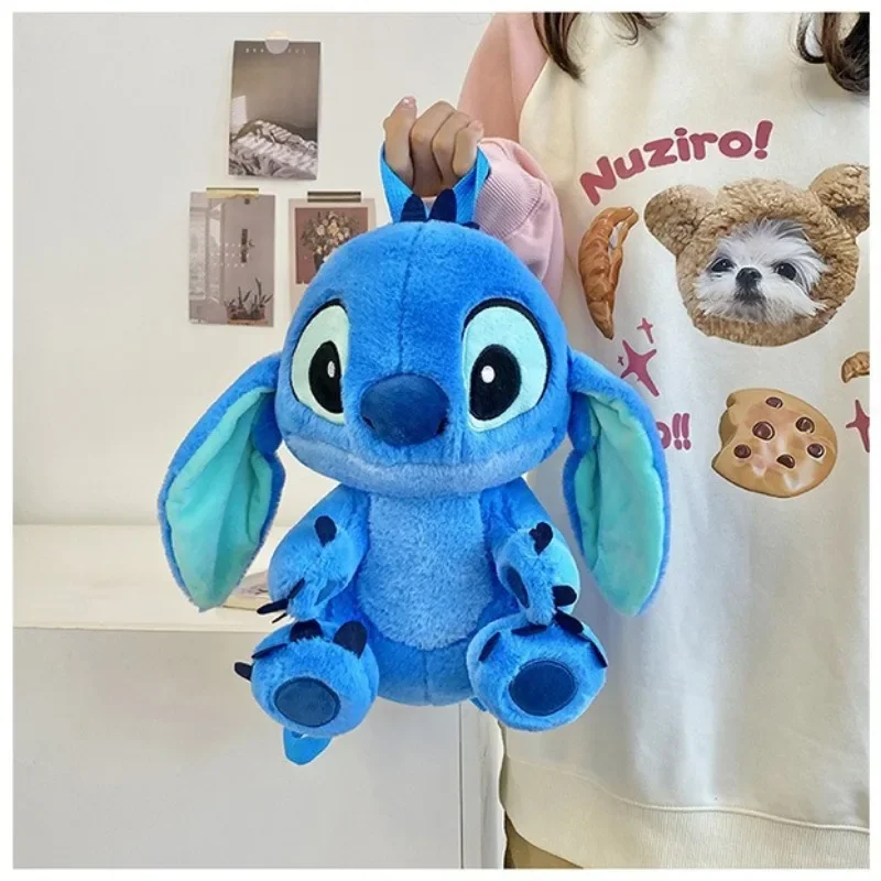 New Disney Stitch Plush Backpack Cartoon Cute Backpack Children's Plush Stuffed Backpack Storage Bags School Bag for Girls Gifts