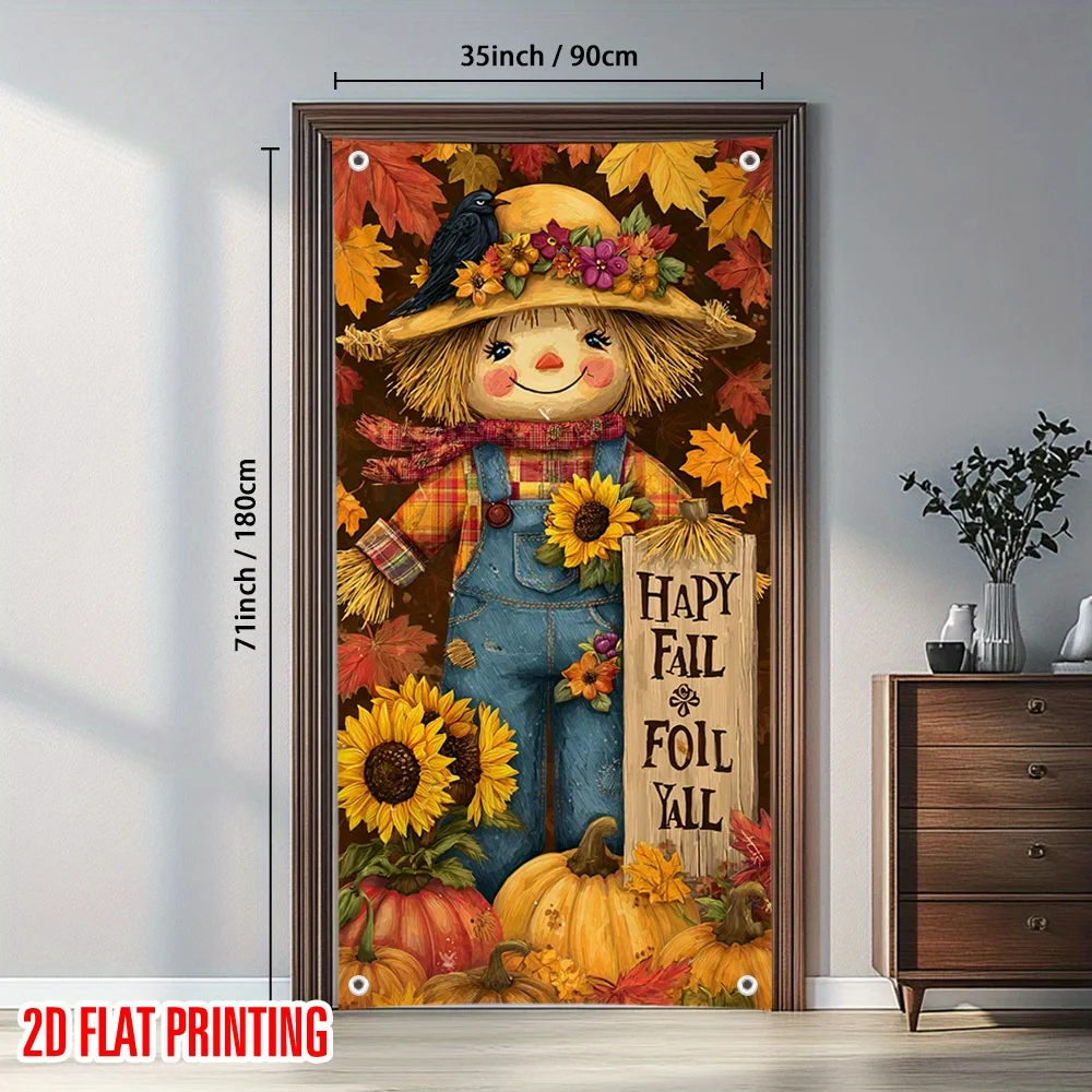 2D decorative panels, 1 straw man curtain - suitable for parties and autumn harvest decorations.PMJ