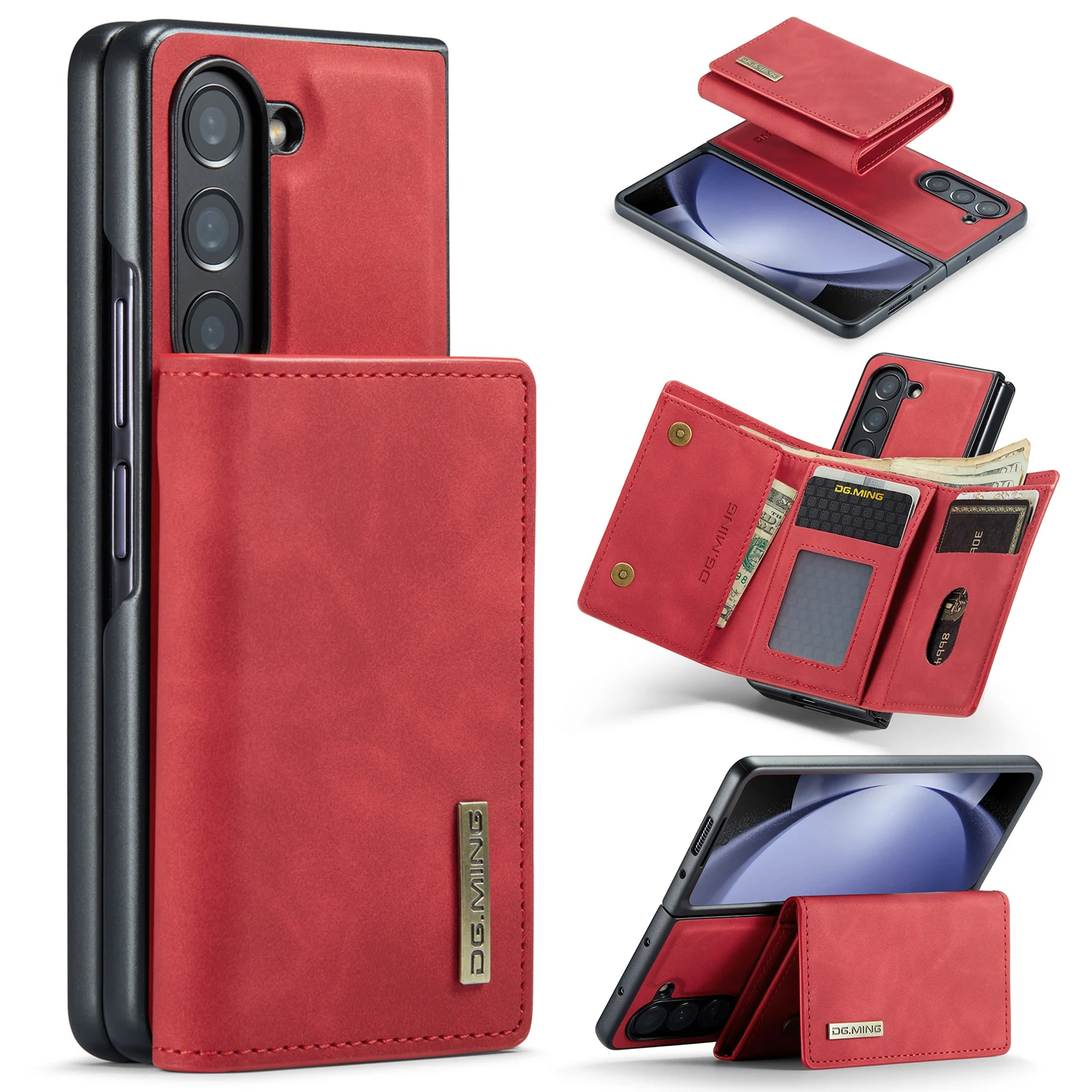 2 in 1 Magnetic Detachable Leather Wallet Case for Samsung Galaxy Z Flod 3 4 5 6 Card Holder Stand Cover