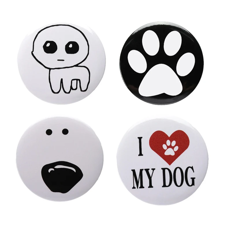 Cartoon Soft Button Tinplate Pin I Love My Dog Puppy Paw Brooches Creative Autism Animal Tinplate Lapel Badge Backpack Jewelry