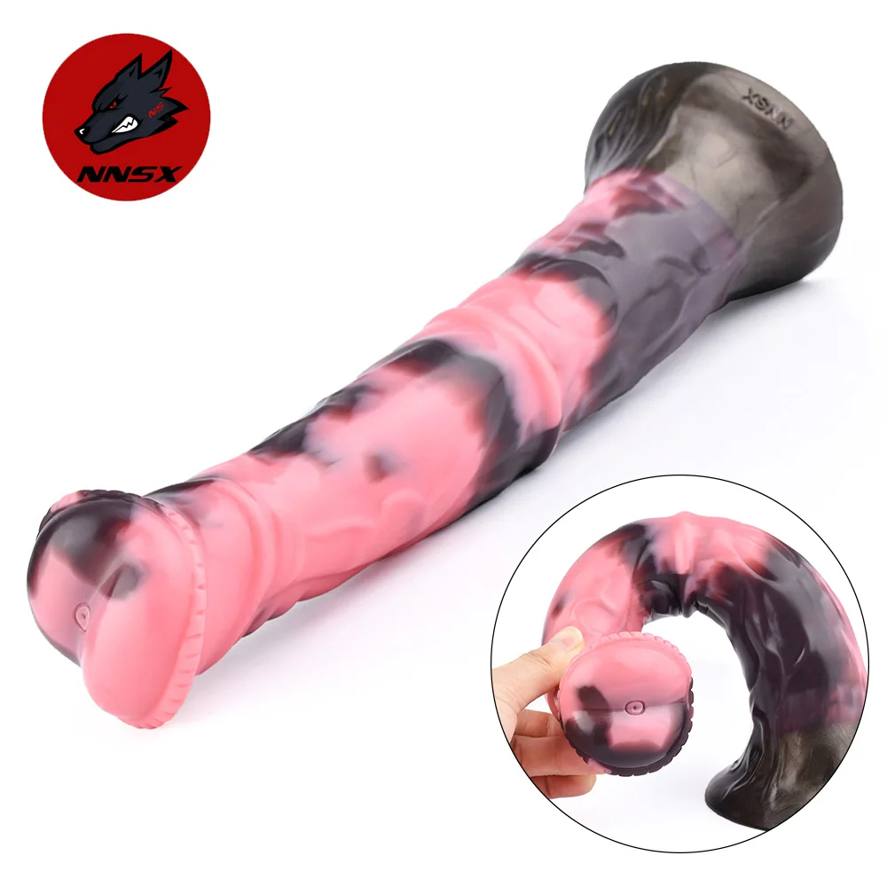 NNSX Fantasy Color Horse Dildo Soft Silicone Anal Sex Toys Big Knot Animal Penis Long Anal Plug for Adult Women G-spot Stimulate