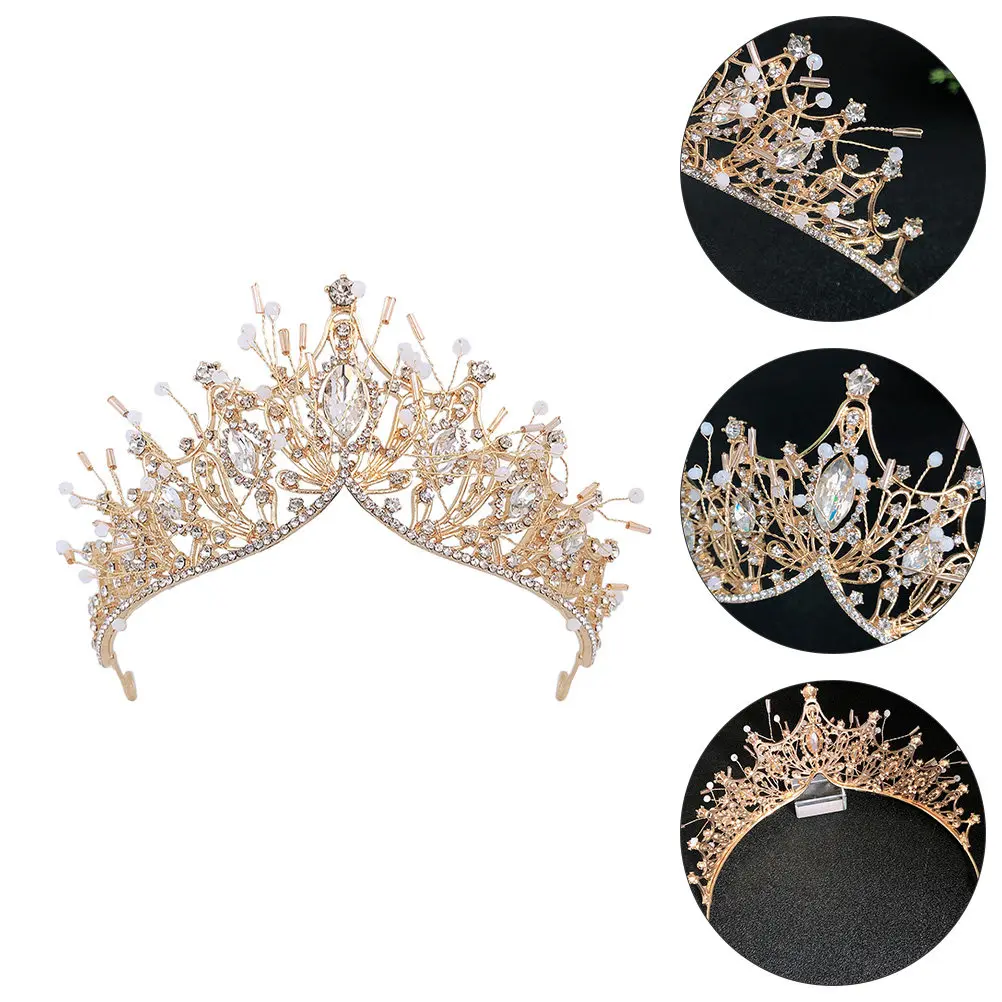 1Pcs Crown Hair Accessory Lightweight Comfortable Large Rhinestone Elegant Girl Birthday Wedding Party Crown Hair Decoration