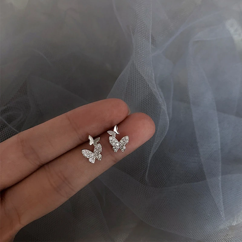New Korean Style 925 Silver Butterfly Ear Clips For Women Sparkling Zircon Ear Cuff Clip Earrings Wedding Party Jewelry Gifts - view 4