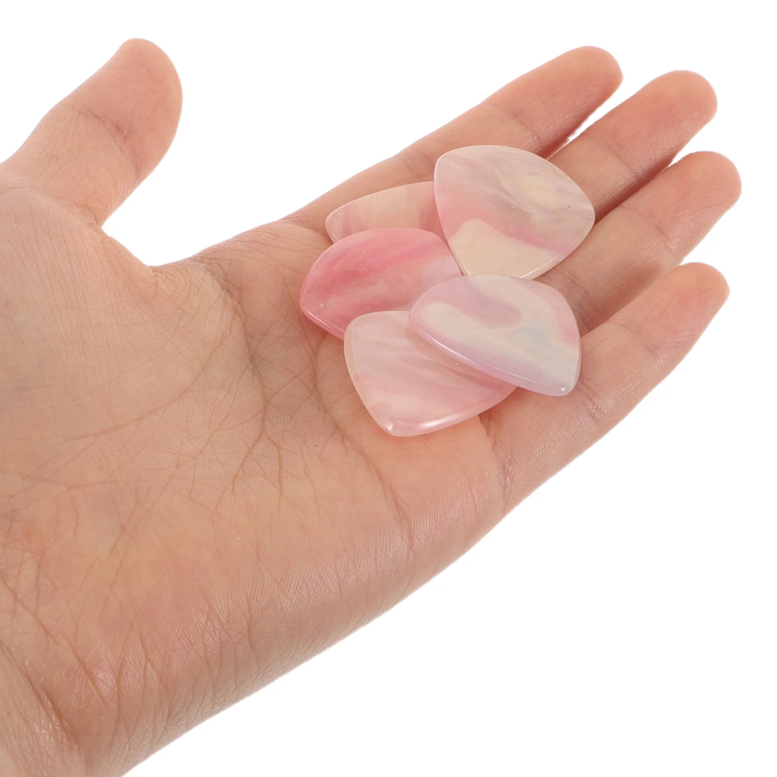 

5pcs Guitar Picks Pink Resin Acoustic Bass Electric Guitars Plectrums Heart Shaped Lightweight Sturdy Unique Design