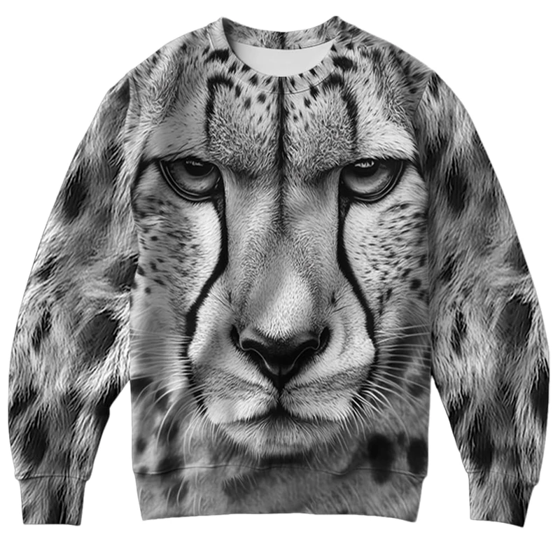 Vintage Cheetah Graphic Sweatshirts Cheetah's Womens Mens Crewneck Long Sleeve Pullovers Leopard Print Unisex Sweater Y2k Tops