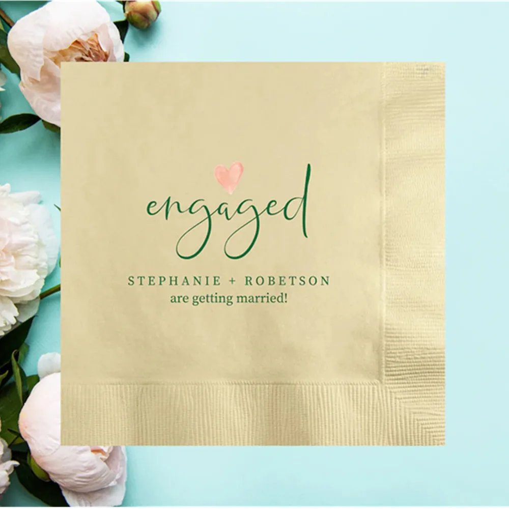 

50PCS Personalized Engaged Napkins, Custom Wedding Napkins, Engagement We're Engaged Party, Getting Married Napkins, Cocktail Lu