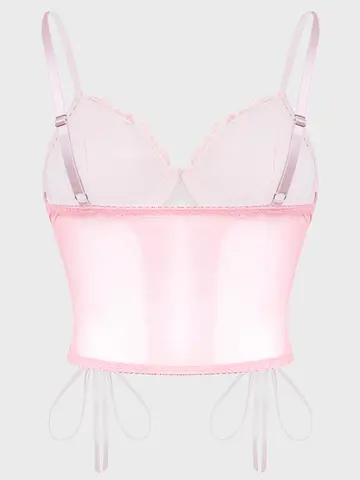 महिलाओं के लिए सेक्सी लेस कैमिसोल वेस्ट एडजस्टेबल स्पेगेटी स्ट्रैप पिंक फ्लोरल सी-थ्रू लेस टाइट कोर्सेट एक्सपोज़्ड नेवल वेस्ट 8 best sales कोर्सेट पुष्प - №2