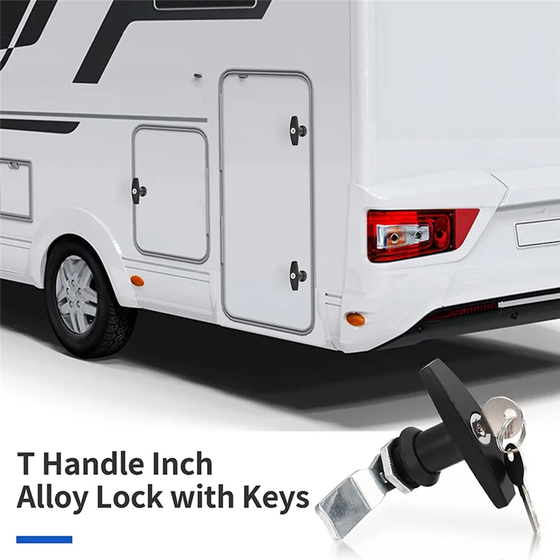 T-Handle Door Lock Truck Cap Locking with 2 Keys for Most Brand of Truck Cap Toppers Tops Black