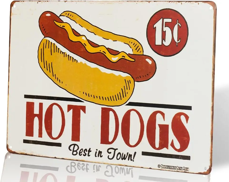 dingleiever-HOT Dogs Posters and Prints Metal Retro Aluminium tin Sign Kitchen Wall Decor