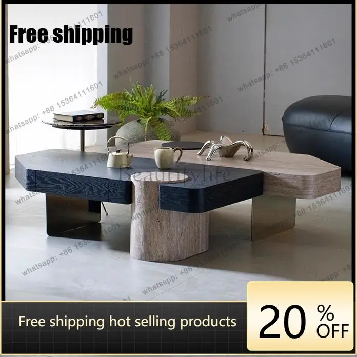 LD25 wabi-sabi wind special-shaped square coffee table household creative high-end coffee table combination