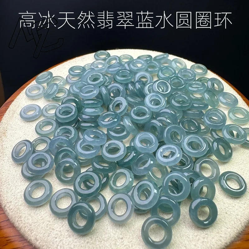 

10 шт., зеленое нефритовое кольцо с синей водой, 9-10 мм, бусины, браслет «сделай сам», браслет, подвеска, жадеит, ювелирные аксессуары, амулет, подарки для женщин и мужчин