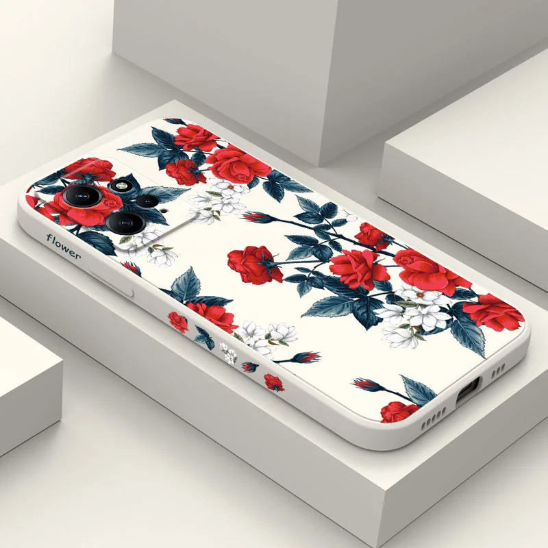 

Crimson Roses Phone Case For Xiaomi Redmi Note 12 12S 11 11S 10 10T 10S 9 9S 8 7 Pro Plus 4G 5G Liquid Silicone Cover