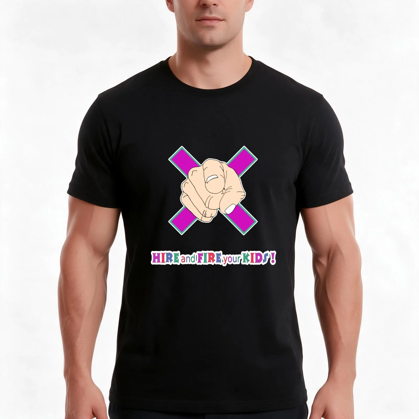hire and fire your kids 2019 v2 T-Shirt, Summer Casual Cotton Tee, Oversized Streetwear Tops, Vintage Graphic Print, 100% Cotton