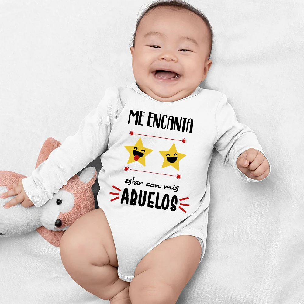 Baby Romper I Enjoy Being with My Grandparents Print Infant Bodysuit Toddler Long Sleeve Rompers Boy Girl Cute Clothes Baby Gift