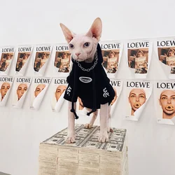 Fashion Spring Autumn Sphynx Devon Hairless Cat Clothes Cotton Fleece Hoodie for Devon Rex Cartoon Sweatshirt in Autumn