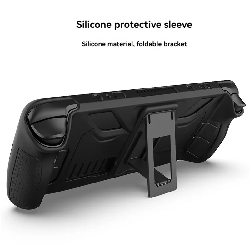 B24B For Steam Deck Protective Case-Anti-Fall,Anti-Slip,Soft Silicone Cover+Folding Stand Game Console Accessories