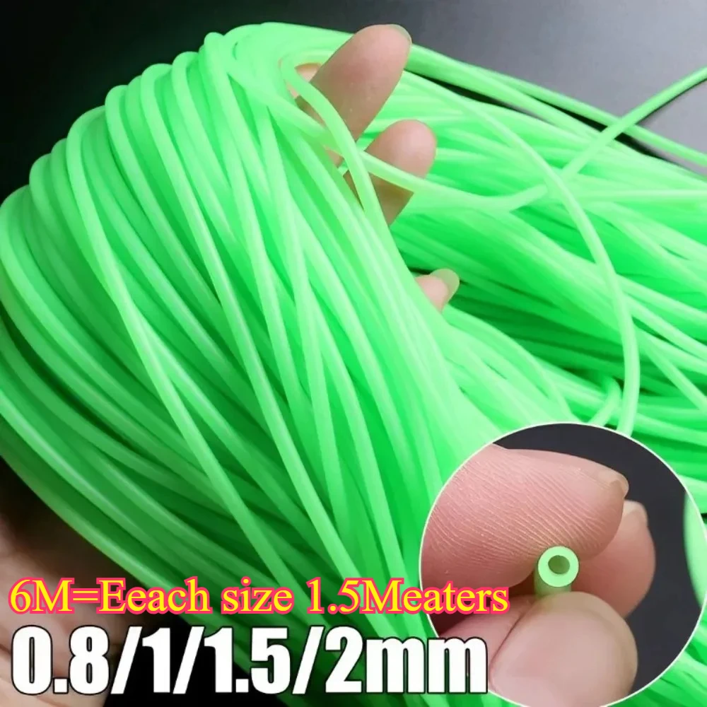 Tubo de Silicona Luminoso de 6M para Pesca, Tubo Antideslizante, Fundas para Aparejos de Pesca, 0.8/1/1.5/2mm, Pesca en Alta Mar, Herramientas de Pesca