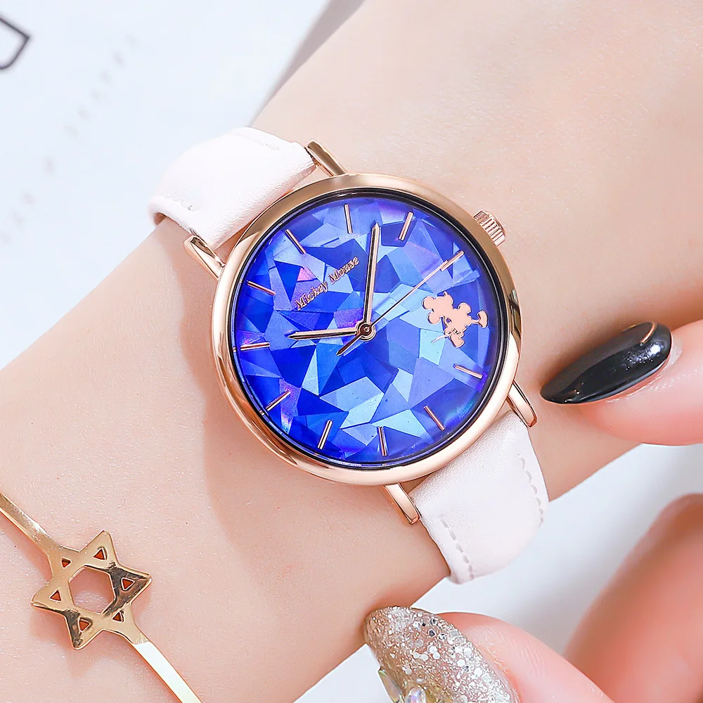 

Оригинальные наручные часы Disney, женские часы Disney, женские часы с простым ремешком, модные часы с геометрическим дизайном и ремешком 299