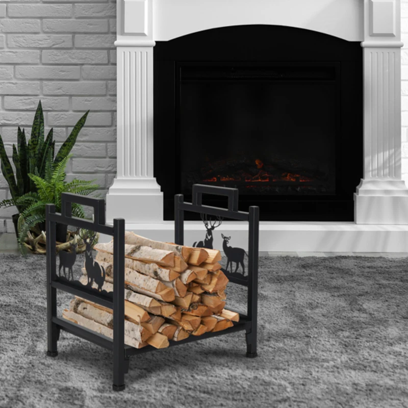 

Exterior Firewood Hot Sale Heavy-Duty Indoor/Outdoor Metal Firewood Rack with Handle Stable Log Holder Patio Deck or Fire pl a
