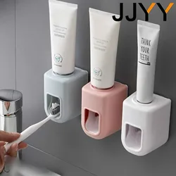 JJYY Automatic Toothpaste Dispenser Wall Mount Bathroom Accessories Waterproof Toothpaste Squeezer Toothbrush Holder Tools