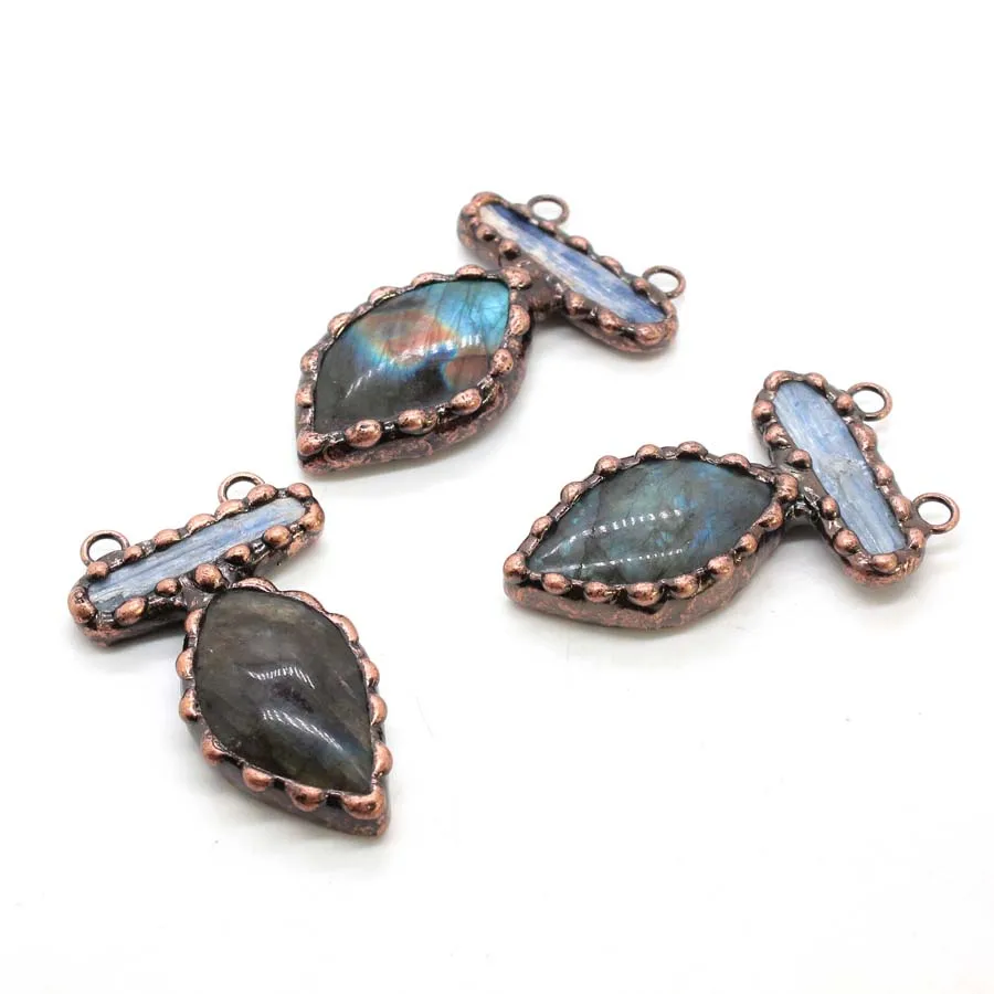 Charms Natural Irregular Labradorite Stone Pendant for Women Necklace DIY Spectrolite Blue Quartz Crystal Choice Vintage Jewelry