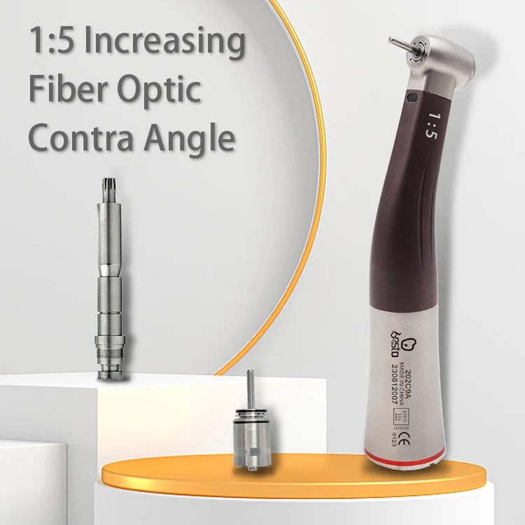 dent al 1:5 Fiber Optical Electrical  Motor Increasing Contra Angle Low Speed Handpiece Tips us ed For E-type Micromotor