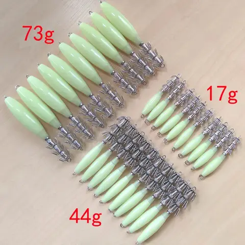 Luminous 17g/33g/45g/55g/65g/72g Octopus jig Glow in Dark Squid Jigs Hard fishing lure sharp fishing hook