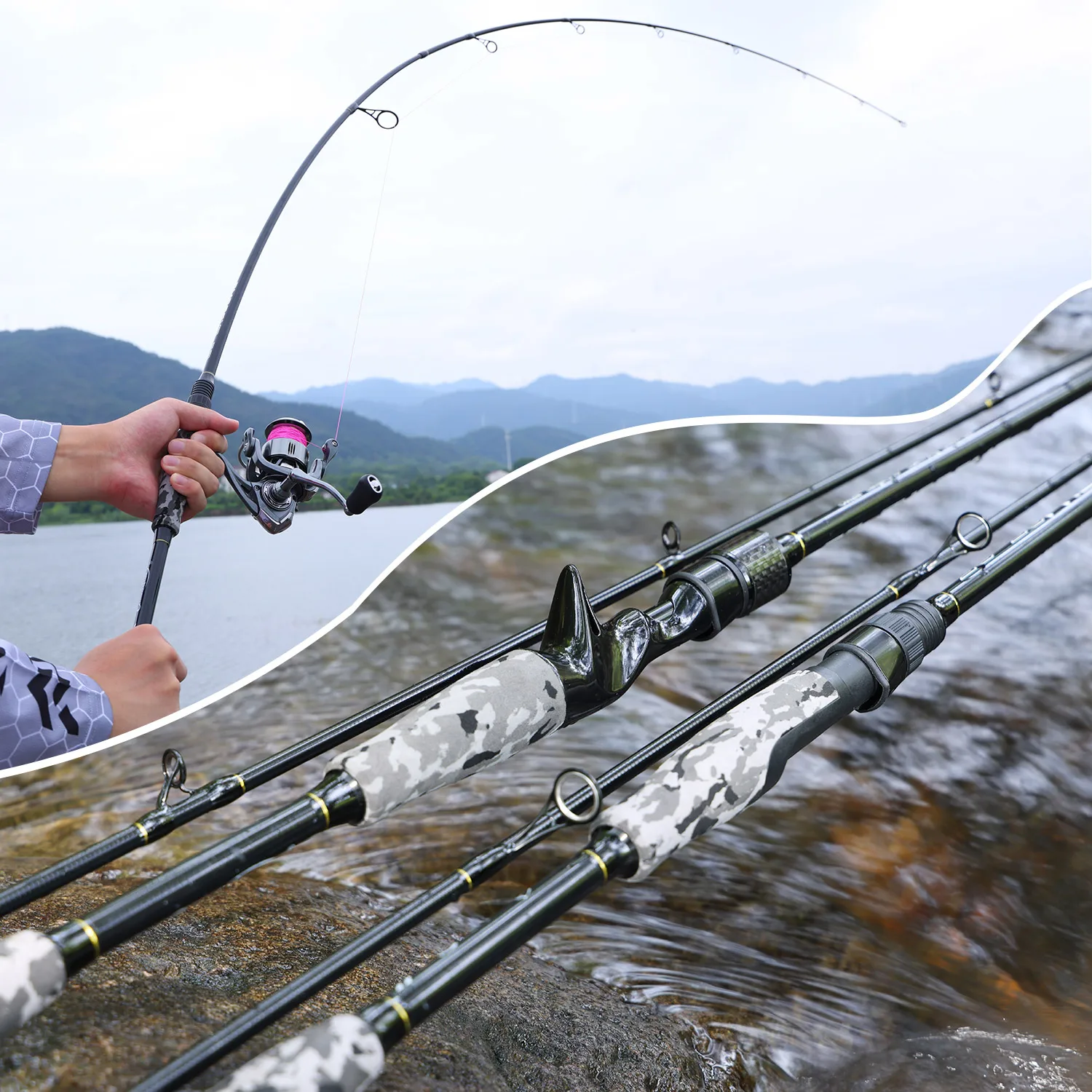 Sougayilang 2 أقسام baitcast الصيد رود 1.8 متر/2.1 متر ألياف الكربون الغزل قضيب إيفا مقبض إغراء قضيب باس أسماك المياه العذبة