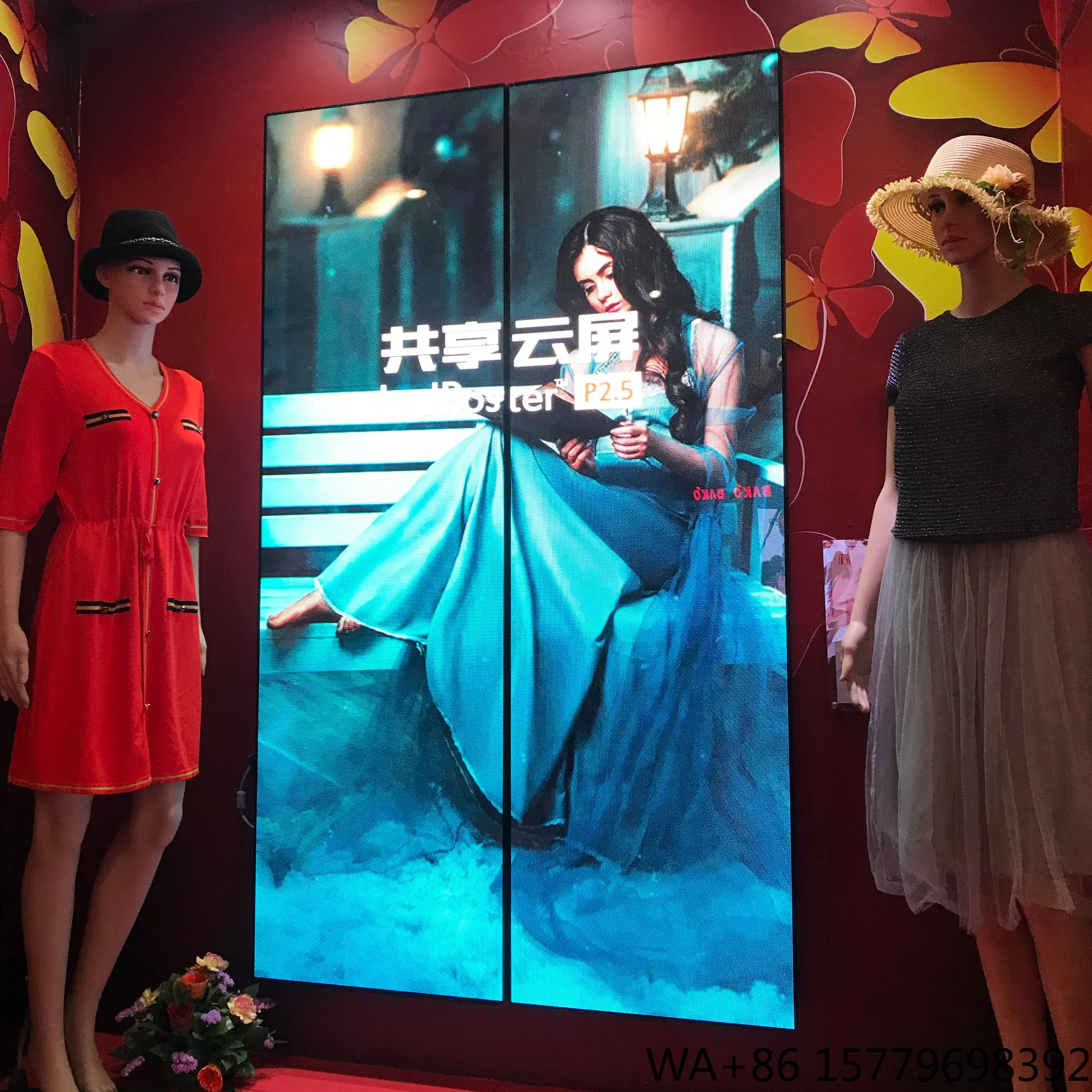 Movable Indoor Mirror Standing P2.5 3G/4G/5G WiFi Wireless Full Color HD Advertising LED Poster Video Display